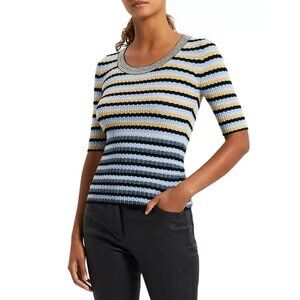Theory Leenda Striped Wool Top, Size Small